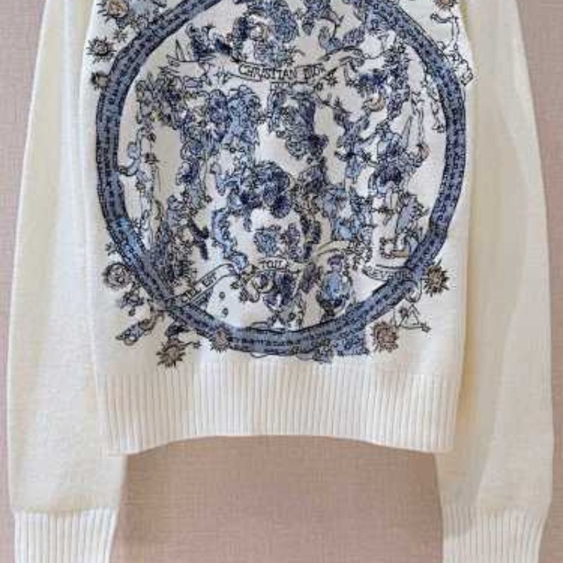 Dior embroidered sweater in ecru cashmere and wool