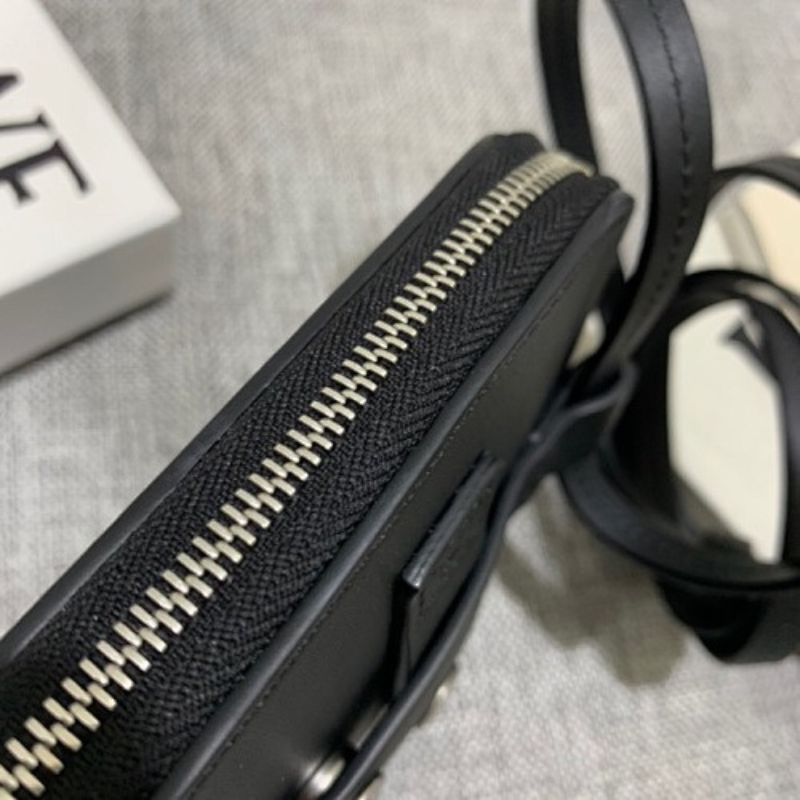 Loewe Men's Anagram Leather Wristlet Case in black