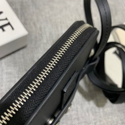 Loewe Men's Anagram Leather Wristlet Case in black