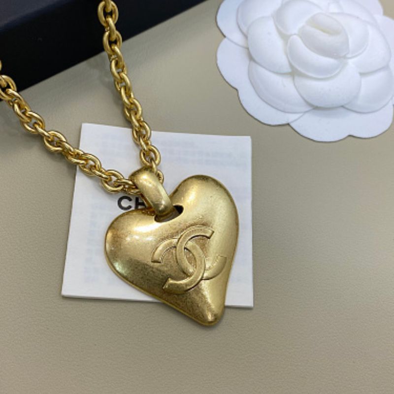 Chanel Puffy Heart CC Logo Pendant Necklace