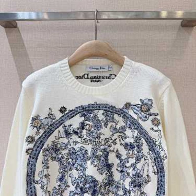 Dior embroidered sweater in ecru cashmere and wool