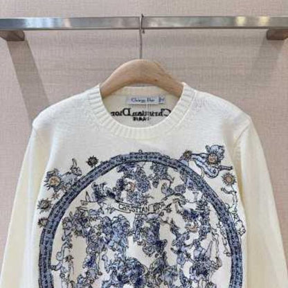 Dior embroidered sweater in ecru cashmere and wool