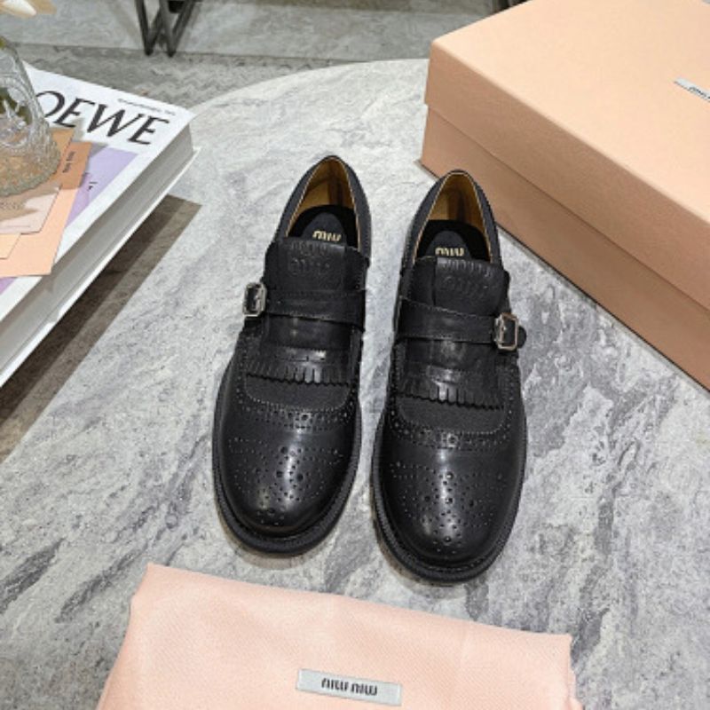 Miu Miu x Church's Leather Monk Strap Brogue Shoes.