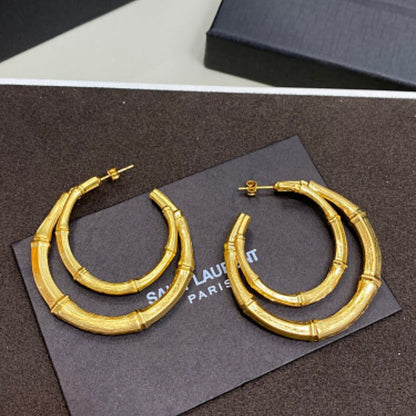 Saint Laurent Double Bamboo Hoop Earrings