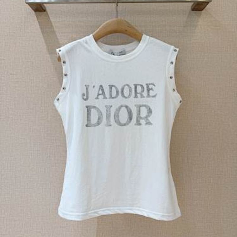Dior "J'adore Dior" slogan top with silver hardware