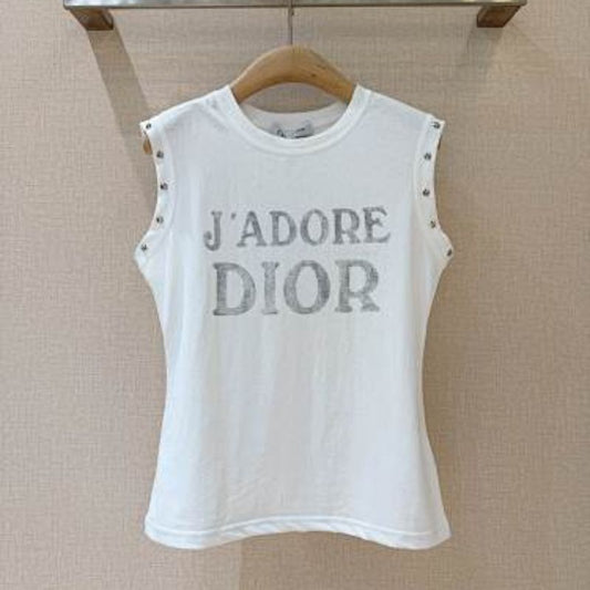 Dior "J'adore Dior" slogan top with silver hardware