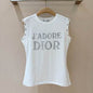 Dior "J'adore Dior" slogan top with silver hardware