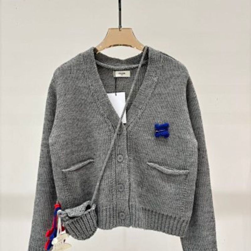 Celine V-neck cardigan in light grey