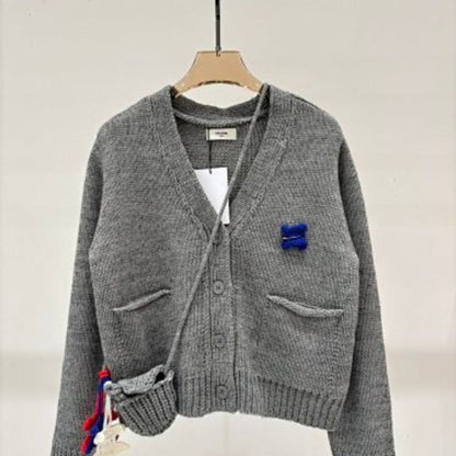 Celine V-neck cardigan in light grey