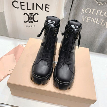 Miu Miu Nappa Leather Laced Booties