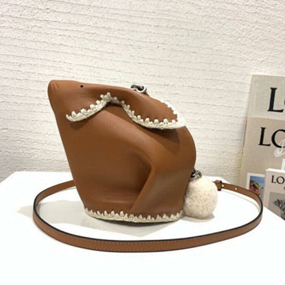 Loewe Mini Bunny Bag in a tan/brown calfskin leather,
