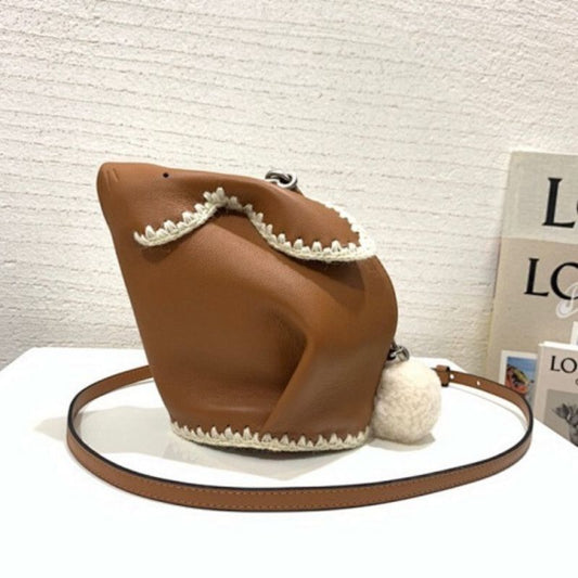 Loewe Mini Bunny Bag in a tan/brown calfskin leather,