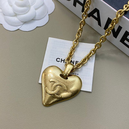 Chanel Puffy Heart CC Logo Pendant Necklace
