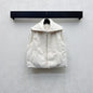 Christian Dior white faux fur zip-up vest with a high, quilted collar