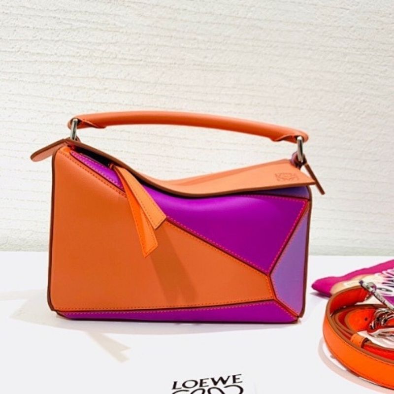 Loewe Puzzle Mini Bag in a multi-toned orange and purple