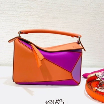 Loewe Puzzle Mini Bag in a multi-toned orange and purple
