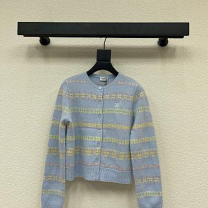 Celine cropped cardigan in Triomphe Fair Isle wool.