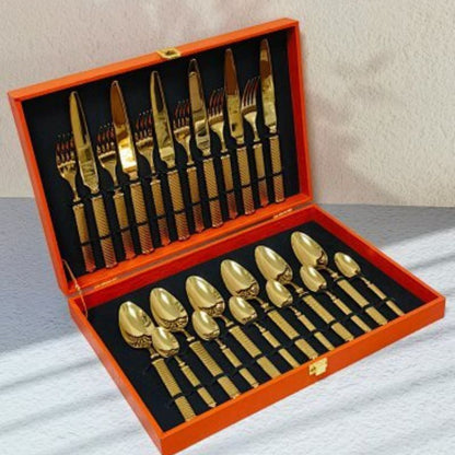 Hermès 24-piece Gold-Plated Cutlery Set,