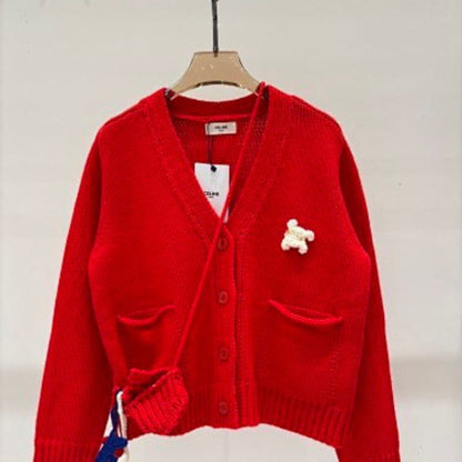 Celine V-neck cardigan in light grey