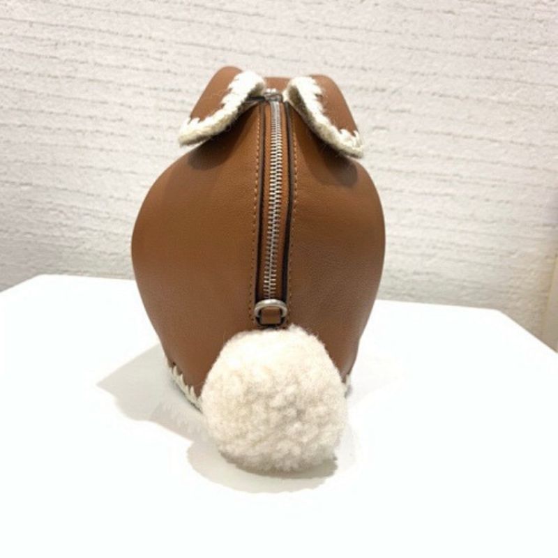Loewe Mini Bunny Bag in a tan/brown calfskin leather,