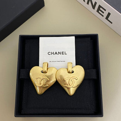 Chanel Puffy Heart CC Logo Clip-On Earrings