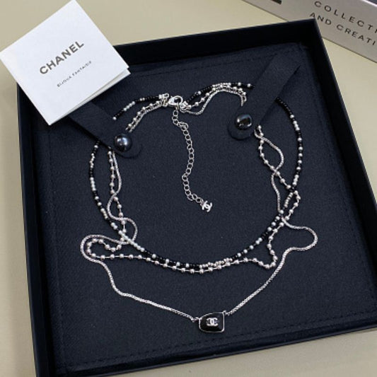Chanel Beaded Triple-Layer Choker Necklace