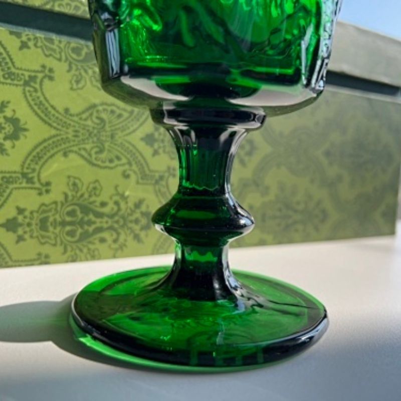 Gucci vintage-style green embossed wine goblets