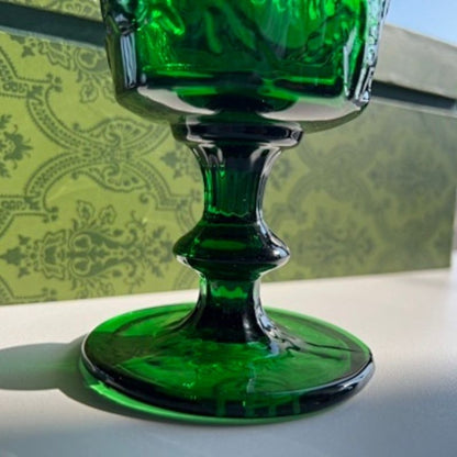Gucci vintage-style green embossed wine goblets