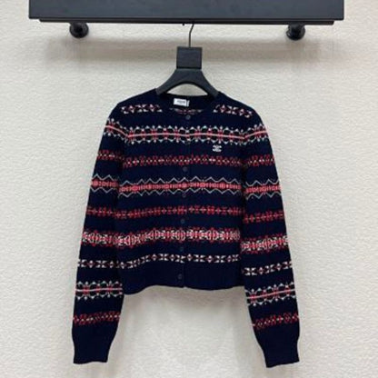 Celine cropped cardigan in Triomphe Fair Isle wool.