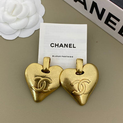 Chanel Puffy Heart CC Logo Clip-On Earrings
