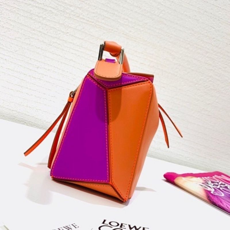 Loewe Puzzle Mini Bag in a multi-toned orange and purple