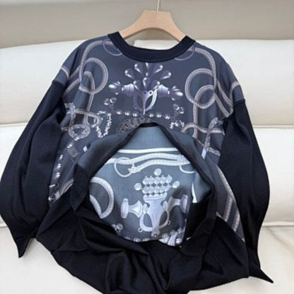 Hermès black long-sleeved midi dress