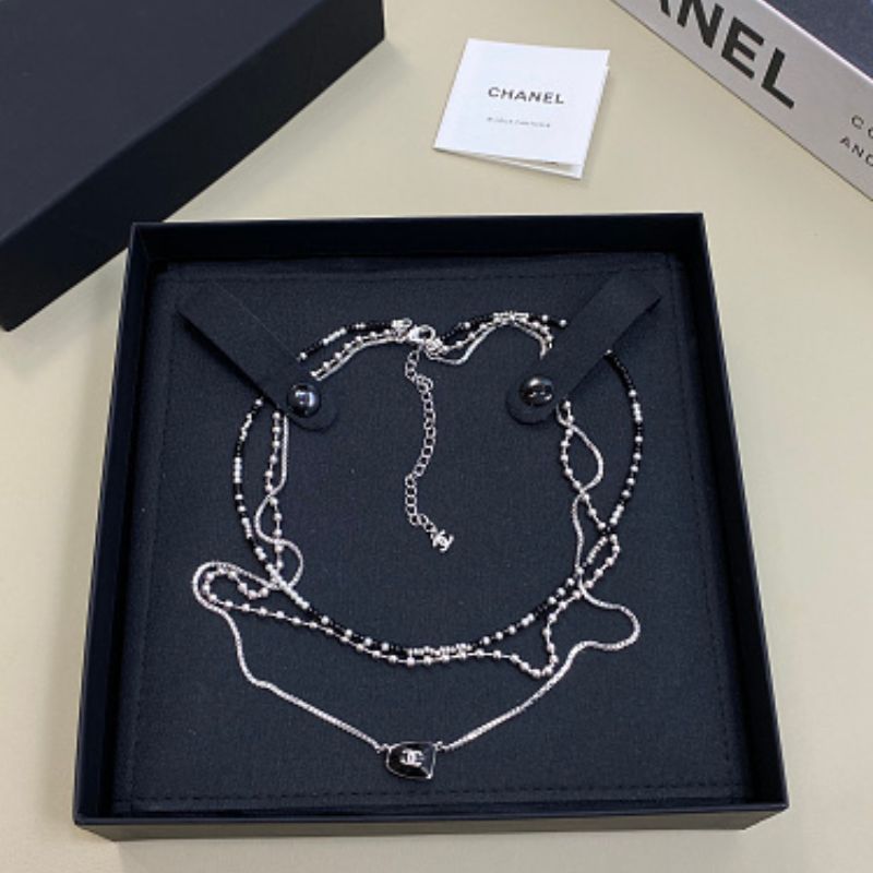 Chanel Beaded Triple-Layer Choker Necklace