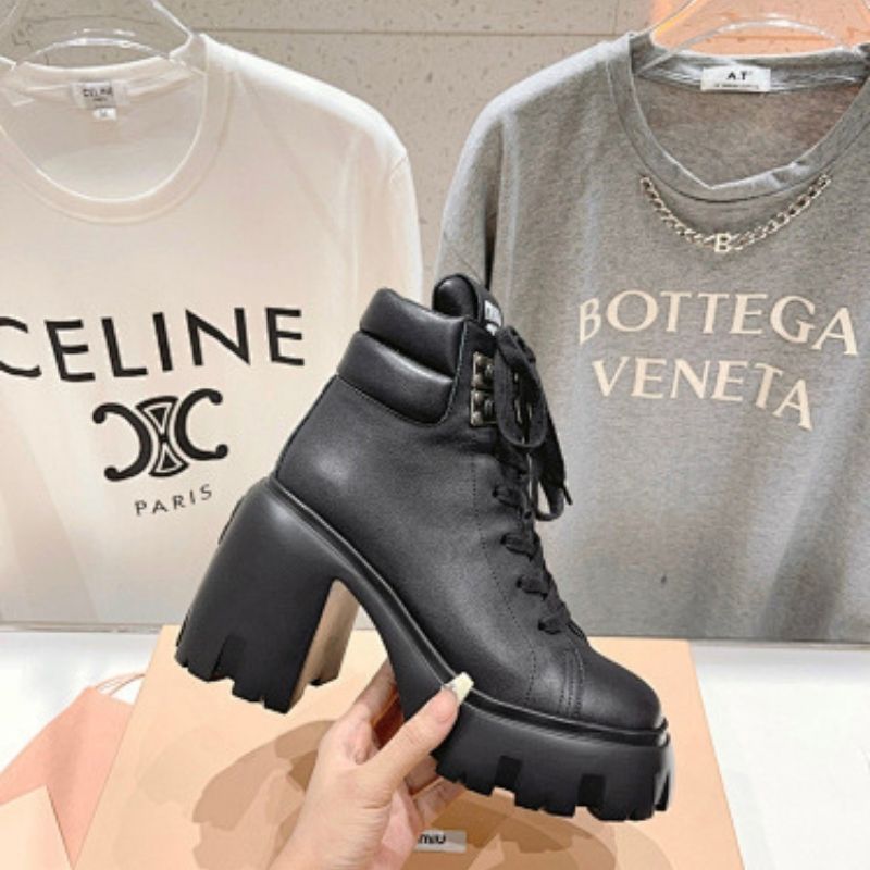 Miu Miu Nappa Leather Laced Booties