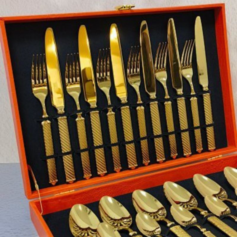 Hermès 24-piece Gold-Plated Cutlery Set,
