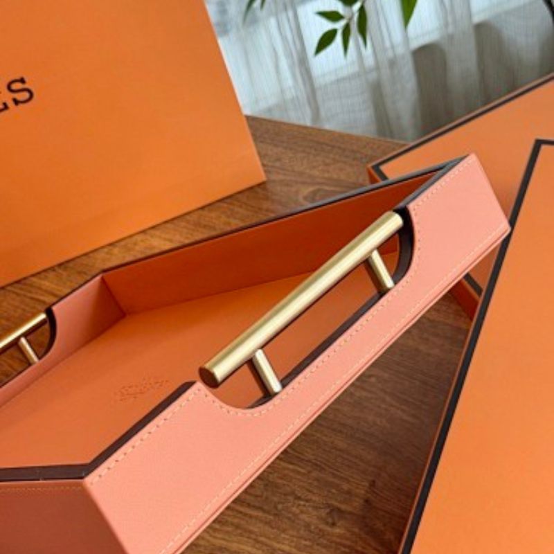 Hermès leather-wrapped serving trays