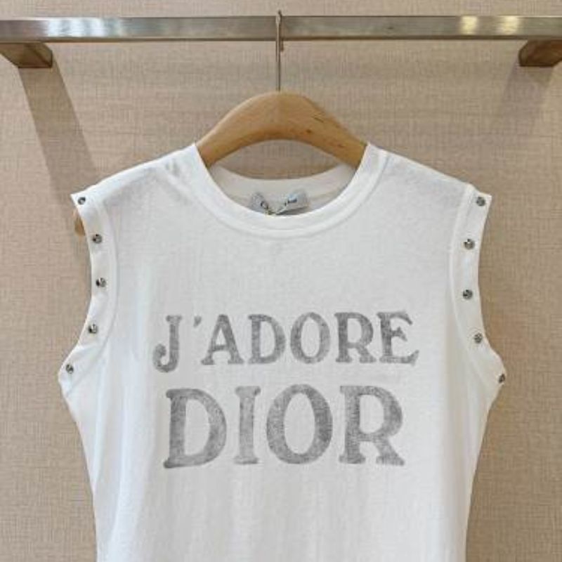 Dior "J'adore Dior" slogan top with silver hardware