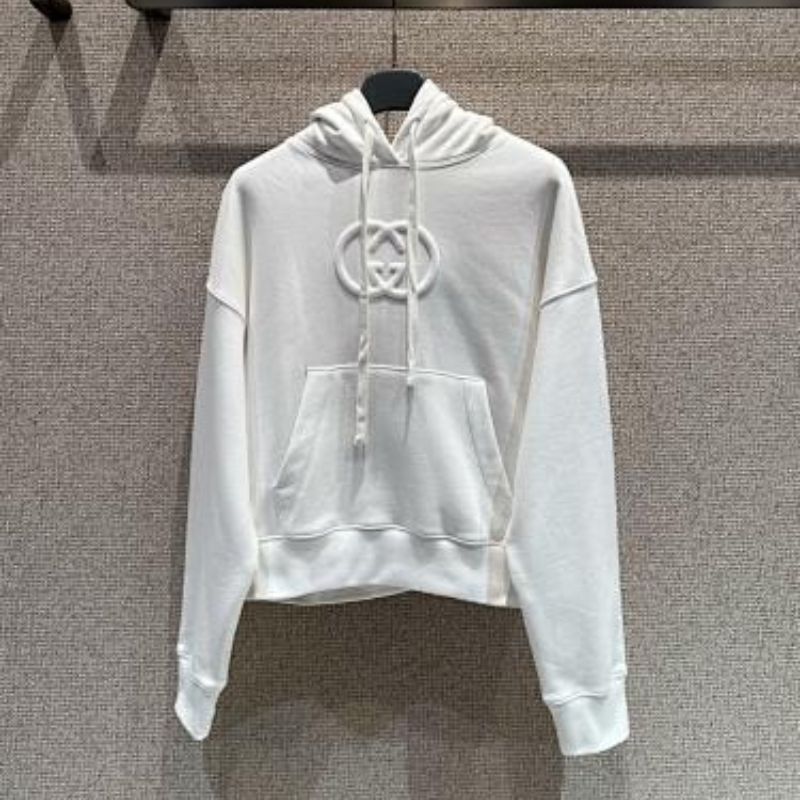Gucci Logo-Embossed Hoodie in white.