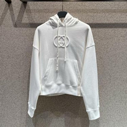 Gucci Logo-Embossed Hoodie in white.
