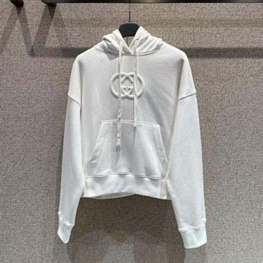 Gucci Logo-Embossed Hoodie in white.