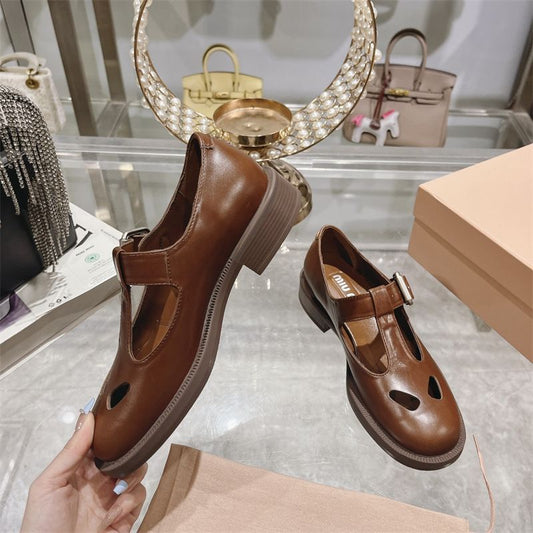 Miu Miu 30mm Leather T-bar Shoes.