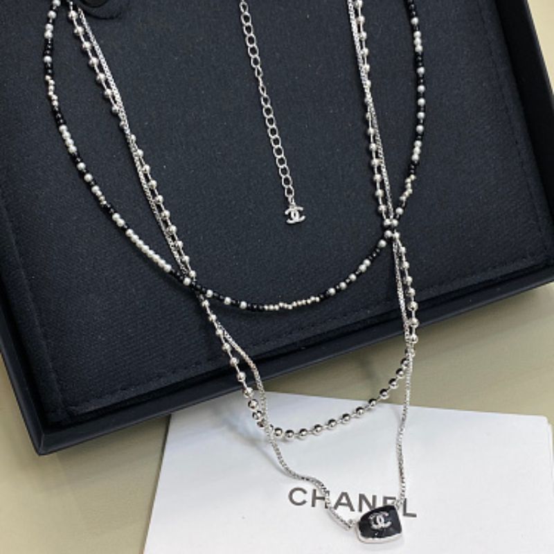 Chanel Beaded Triple-Layer Choker Necklace