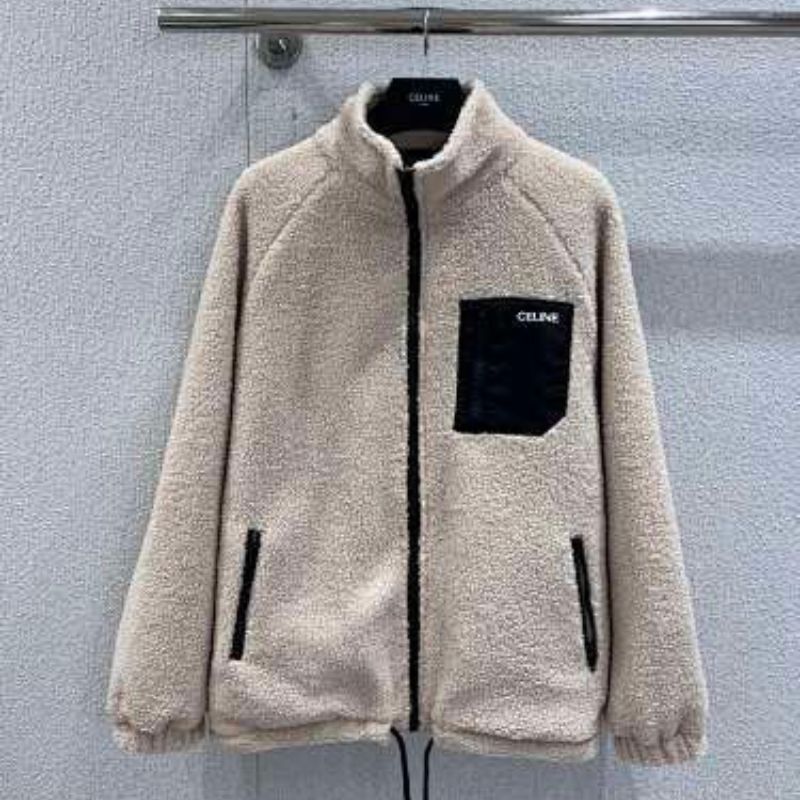 Celine  high-collar Loose Jacket in Jersey Fleece