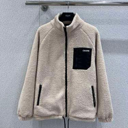 Celine  high-collar Loose Jacket in Jersey Fleece