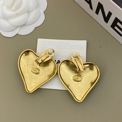 Chanel Puffy Heart CC Logo Clip-On Earrings