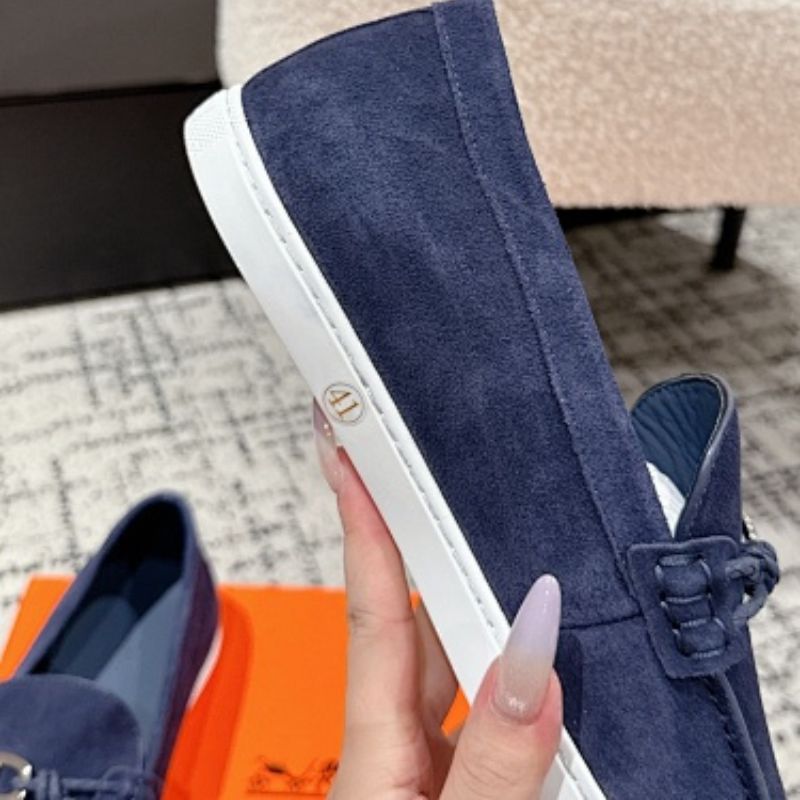 Hermès Ignacio Loafers in marine blue suede.