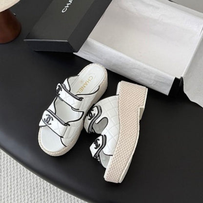 Chanel Quilted Graphic-Trim Dad Sandals from the Cruise
