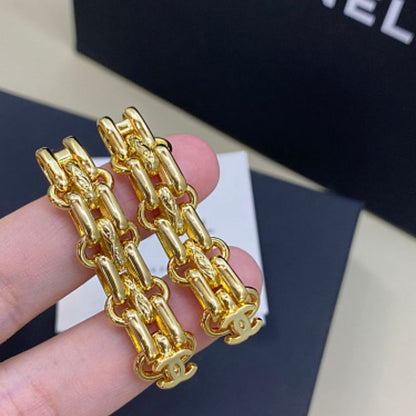 Chanel triple-row chain drop earrings,