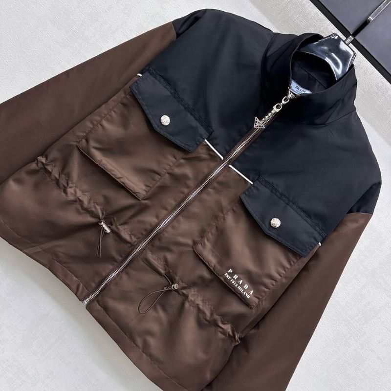 Prada color-block jacket in a black and brown two-tone design