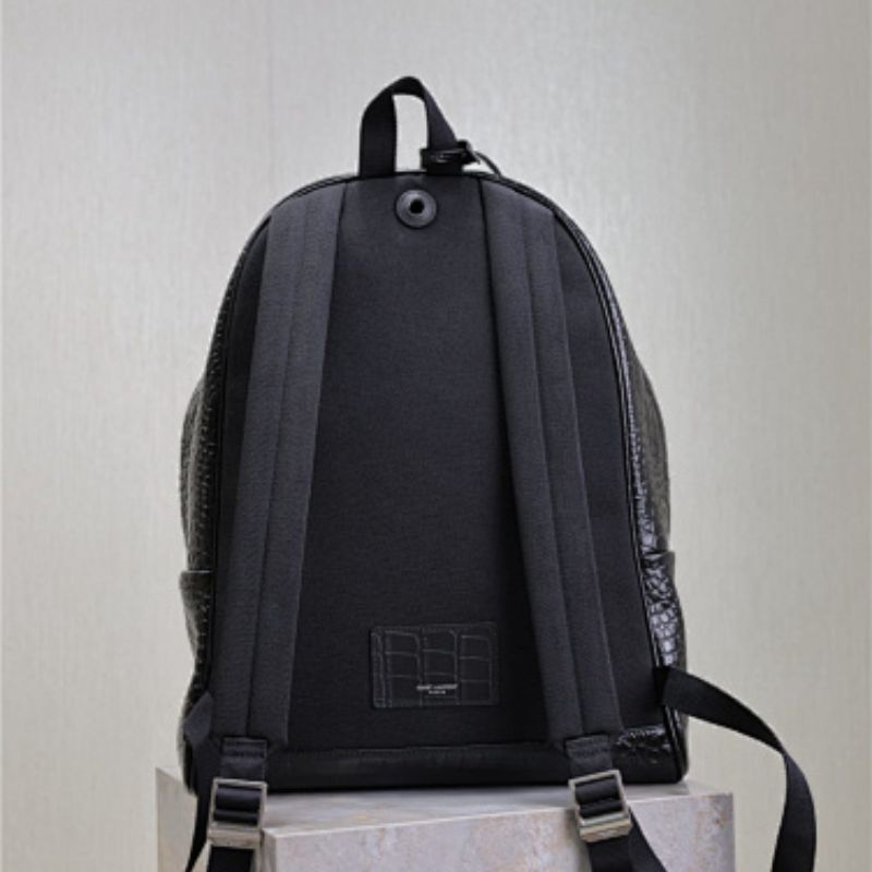 Saint Laurent City Croc-Effect Leather Backpack.